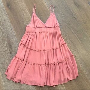 Cotton Candy LA Pink Gauzy Tiered Mini Dress Small